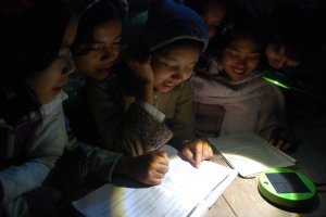 Learning by solar lamp at night
